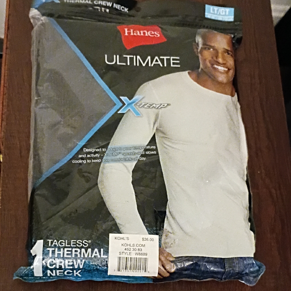 Hanes White Thermal Crew Neck for Men